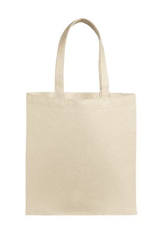 A white bag with a handle on it