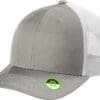Gray and white mesh baseball cap.