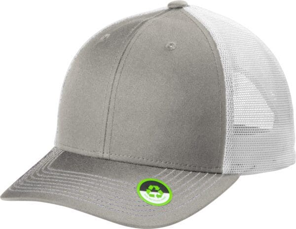 Gray and white mesh baseball cap.