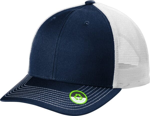 Navy blue and white trucker hat