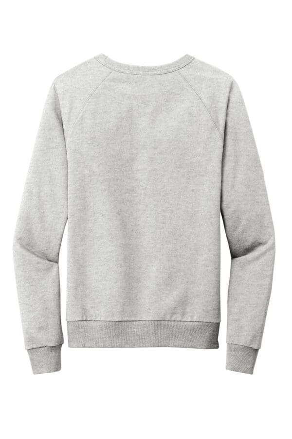 Grey long-sleeved crew neck sweatshirt.