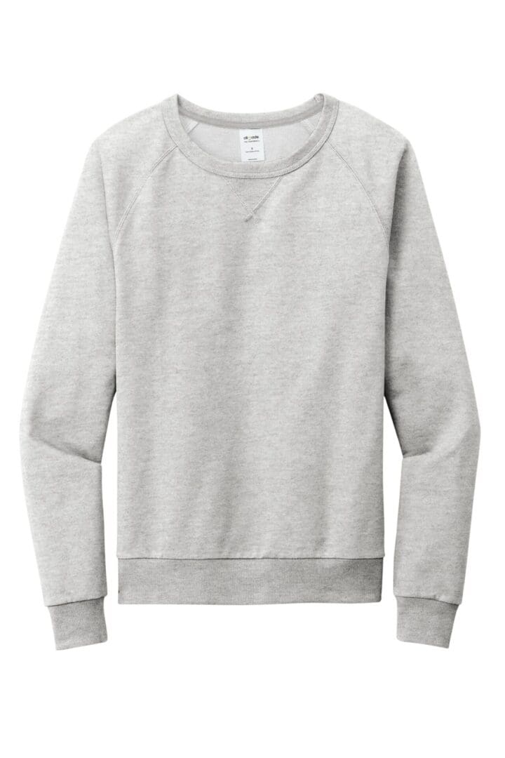 Gray crew neck sweatshirt with long sleeves.