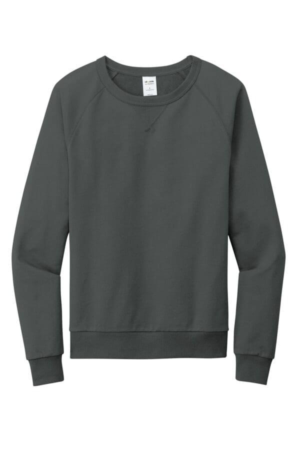 Dark gray long-sleeved crew neck sweatshirt.