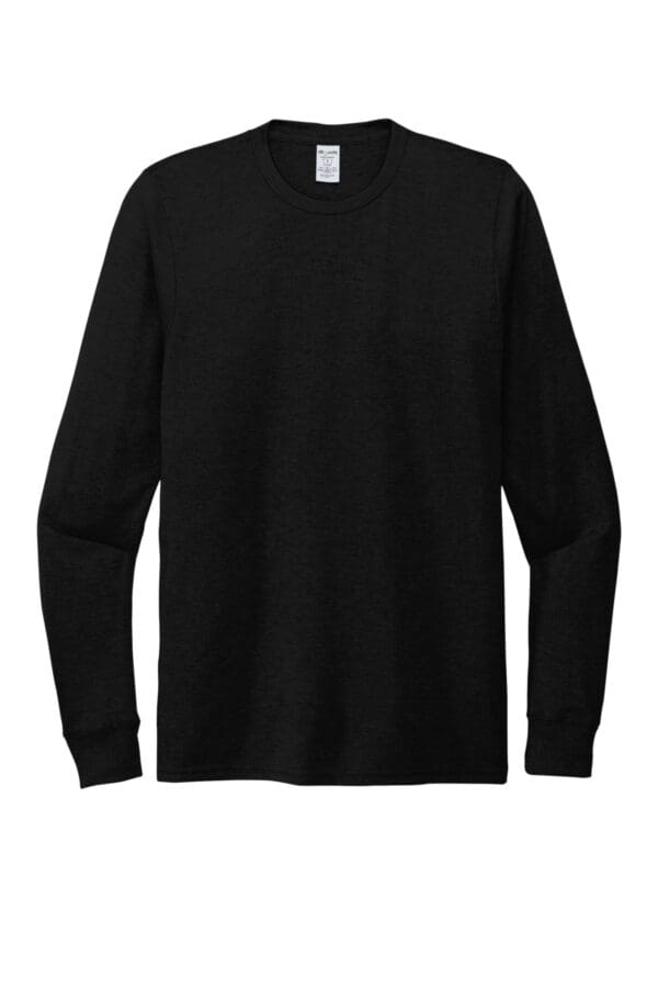 Black long-sleeve t-shirt on white background.