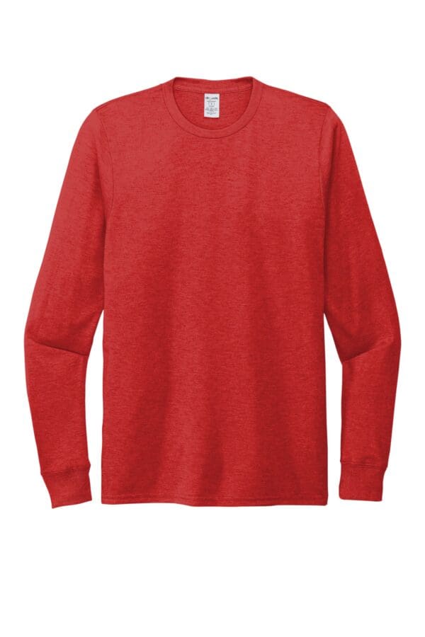 Red long-sleeved t-shirt with crew neck.