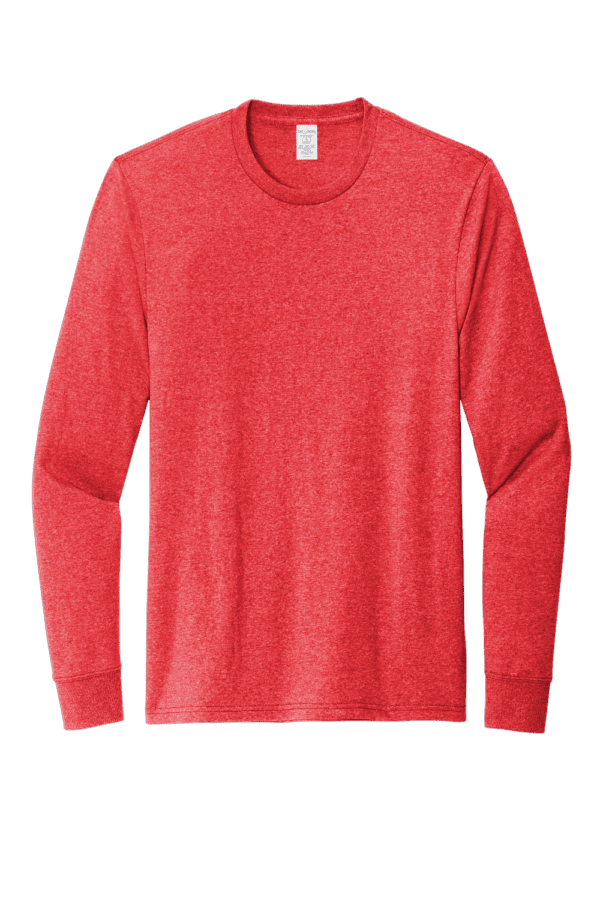 Red long-sleeved t-shirt with crew neck.